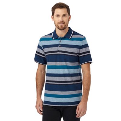 Maine New England Big and tall dark turquoise striped polo shirt
